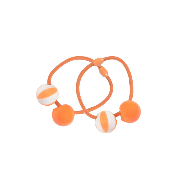 Gummiband med pärlor, 2 st - orange