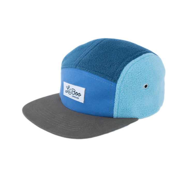 Keps, blockfleece 5-panel - Blå (Storlek M, 1,5-3 år)