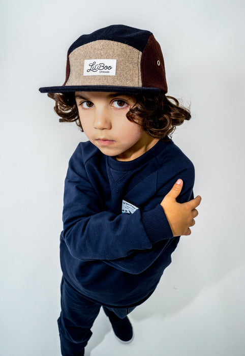 Keps, blockull 5-panel - Brun (Storlek L, 4-7 år)