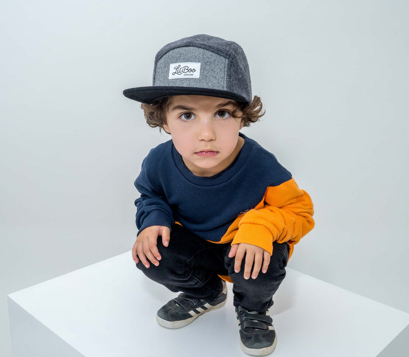 Keps, blockull 5-panel - Grå (Storlek L, 4-7 år)