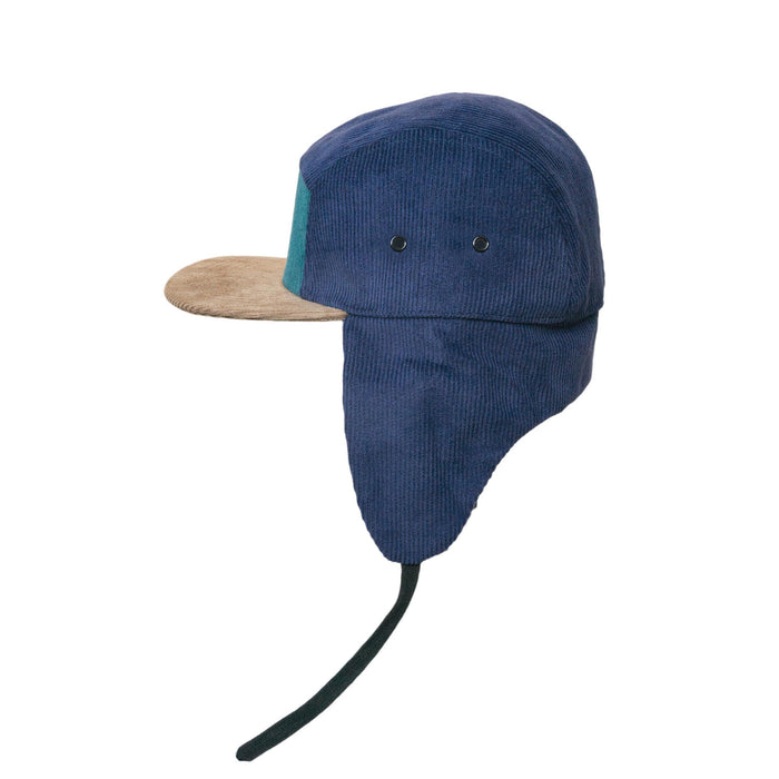 Keps, manchesterblock 5-panel med öron - Grön (Storlek L, 4-7 år)