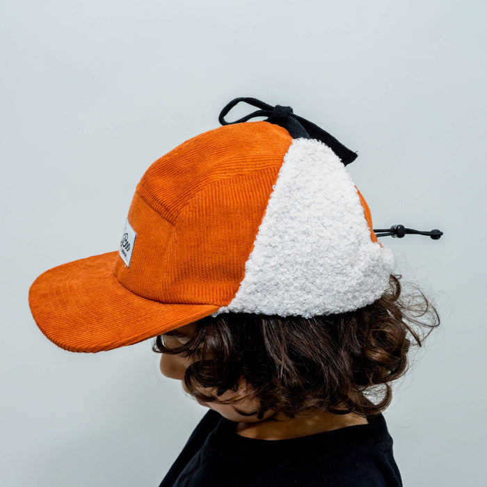 Keps, Teddy manchester 5-panel med öron - Caramel (Storlek M, 1,5-3 år)