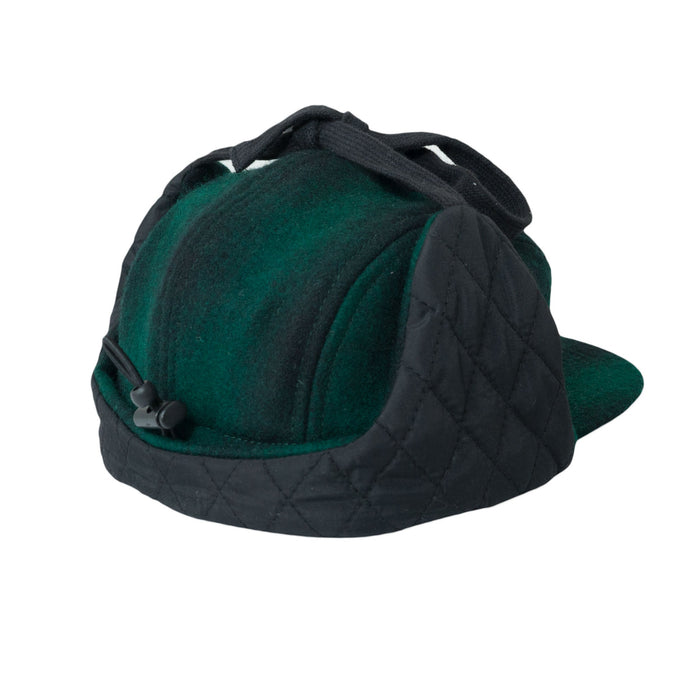 Keps, Ull 5-panel med öron - Grön / Svart (Storlek L, 4-7 år)