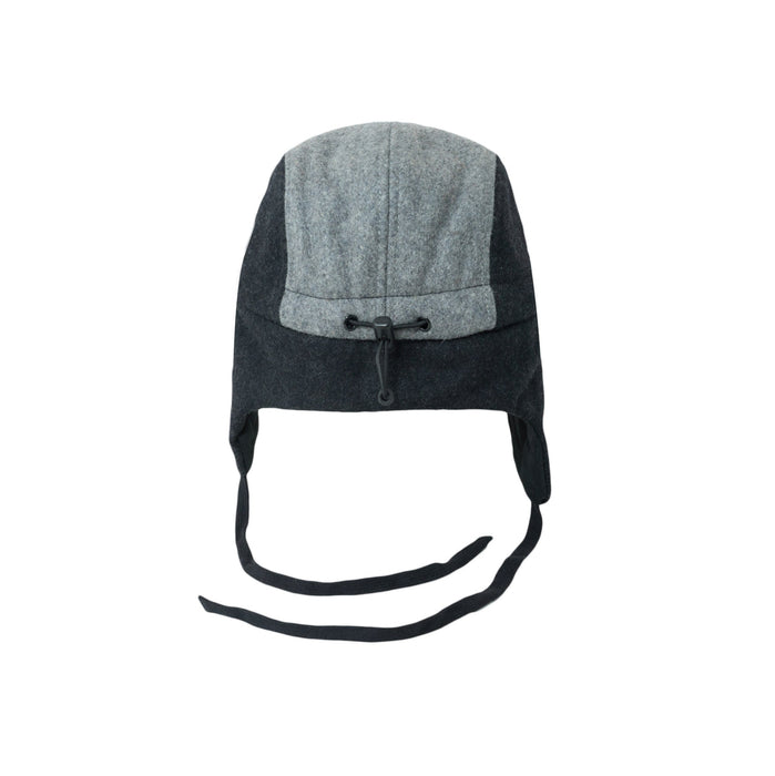 Keps, Ullblock 5-panel med öron - Grå/blå (Storlek XL, 7-14 år)