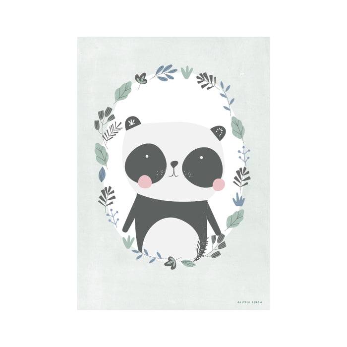 Affisch A3, Panda, Mint/Vit