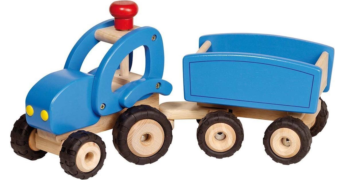 Traktor med släpvagn - blå